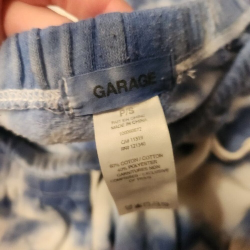 GARAGE Tie Dye Sweatshirt Jogger Pants Lounge Set Blue White P/S Cozy - Picture 3 of 7